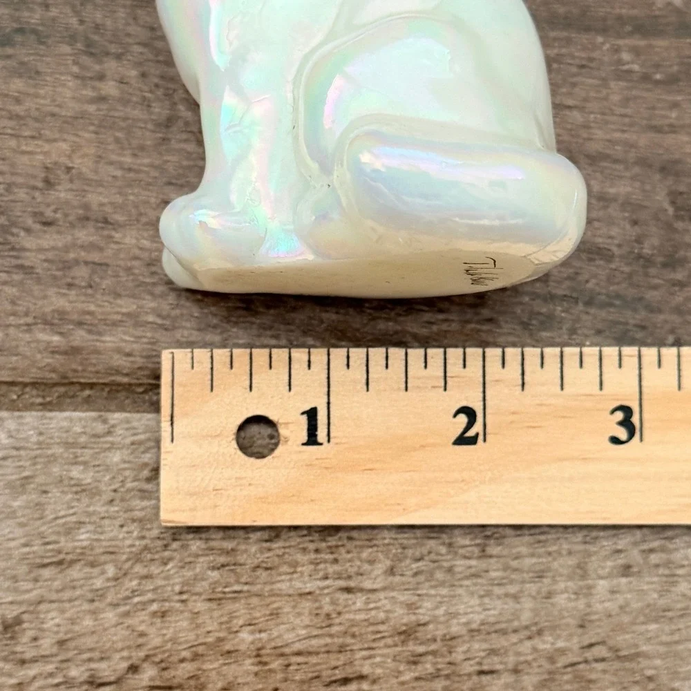 Fenton Vintage Calendar Cat Opalescent Glass Red Rhinestone Collar Figurine, OS